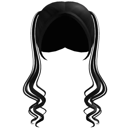 cutesy flowing swirly pigtails in black