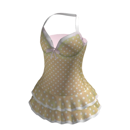 Yellow Halter Polka Dot Mini Dress
