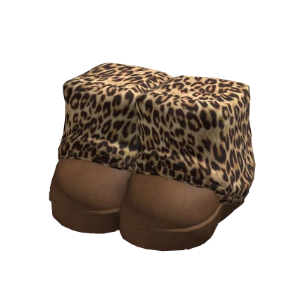 Leopard Print Gyaru Y2K Fluffy Boots w Leg Warmers