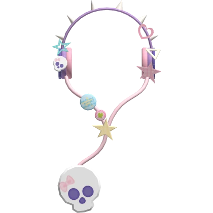 Pink Pastel Goth Scene Harajuku Skull Headphones