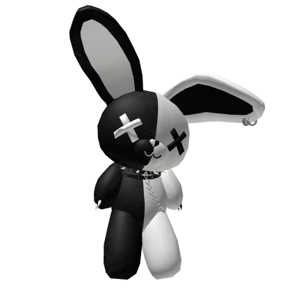 Huge Black and White Fluffy Bunny Plushie