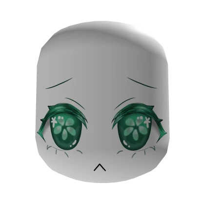green chibi sad face