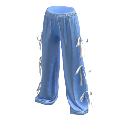 ✨ Coquette Silk Bow Blue Ribbon Pants