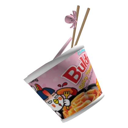 Matching Korean Buldak Pink Spicy Ramen Noodle Hat