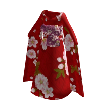 Red kimono with cherry blossom pattern