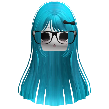 vkei moe blue hair cute emo glasses face