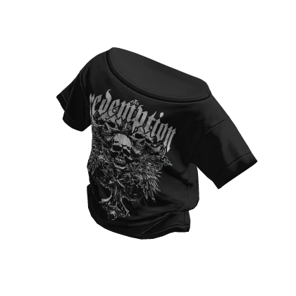 Off Shoulder Oversized Graphic T-Shirt 