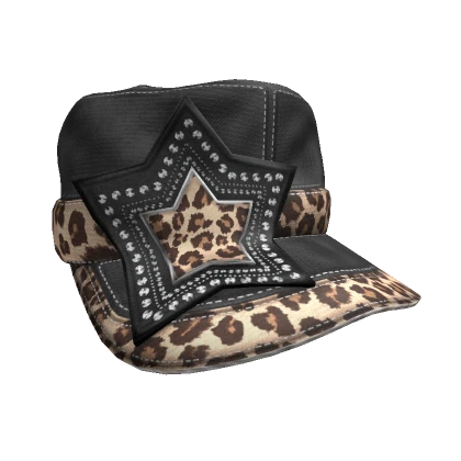 Leopard Print Star Cap Black 2000s Y2K Cheetah