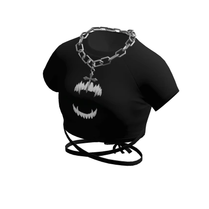 Black Crop Top w/ Silver Cross Necklace
