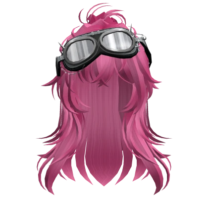 Hot Pink Anime Half-Up Hair w/ Y2K Goggles