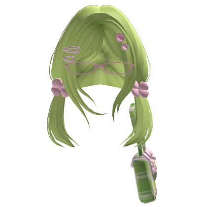 igari mori kei glasses & bag w green pigtails 3.0