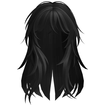 Messy Anime Wolf Cut Hair in Black