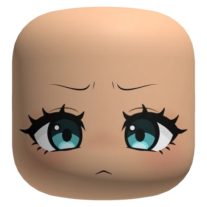 Cute Worried Chibi Face with Blue Eyes - Light