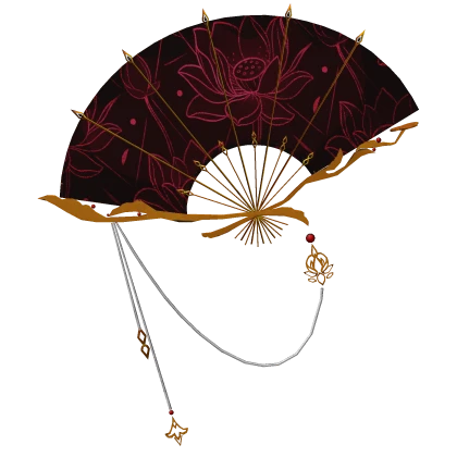 Red Gold Lotus Celestial Fan