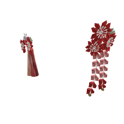 🌸 Red Sakura Ume Japanese Kanzashi Hairpins