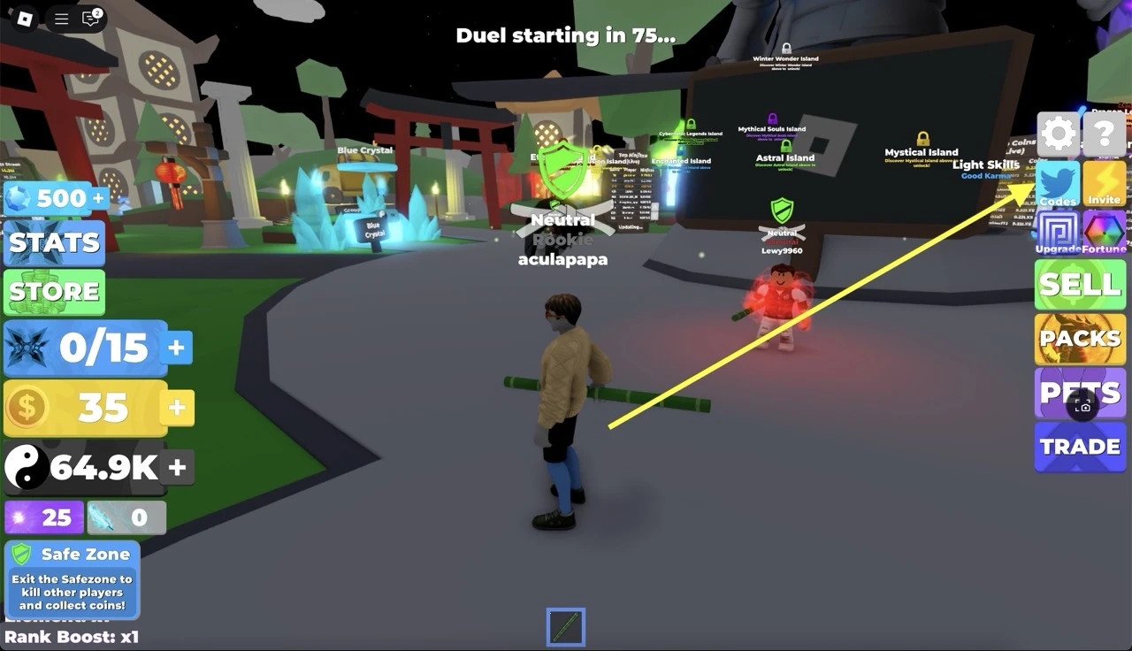 How to redeem codes in Ninja Legends game on Roblox