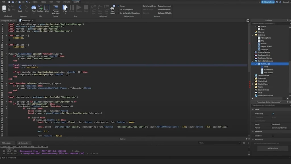 coding in roblox studio